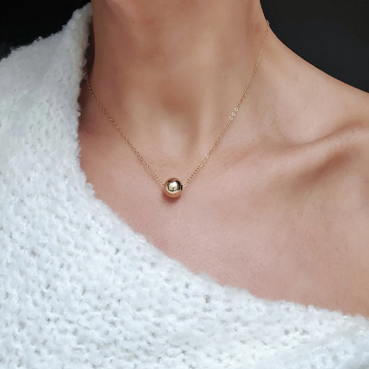 Fashion Sweet Pearl Ball Droplets Chain Pendant Necklace