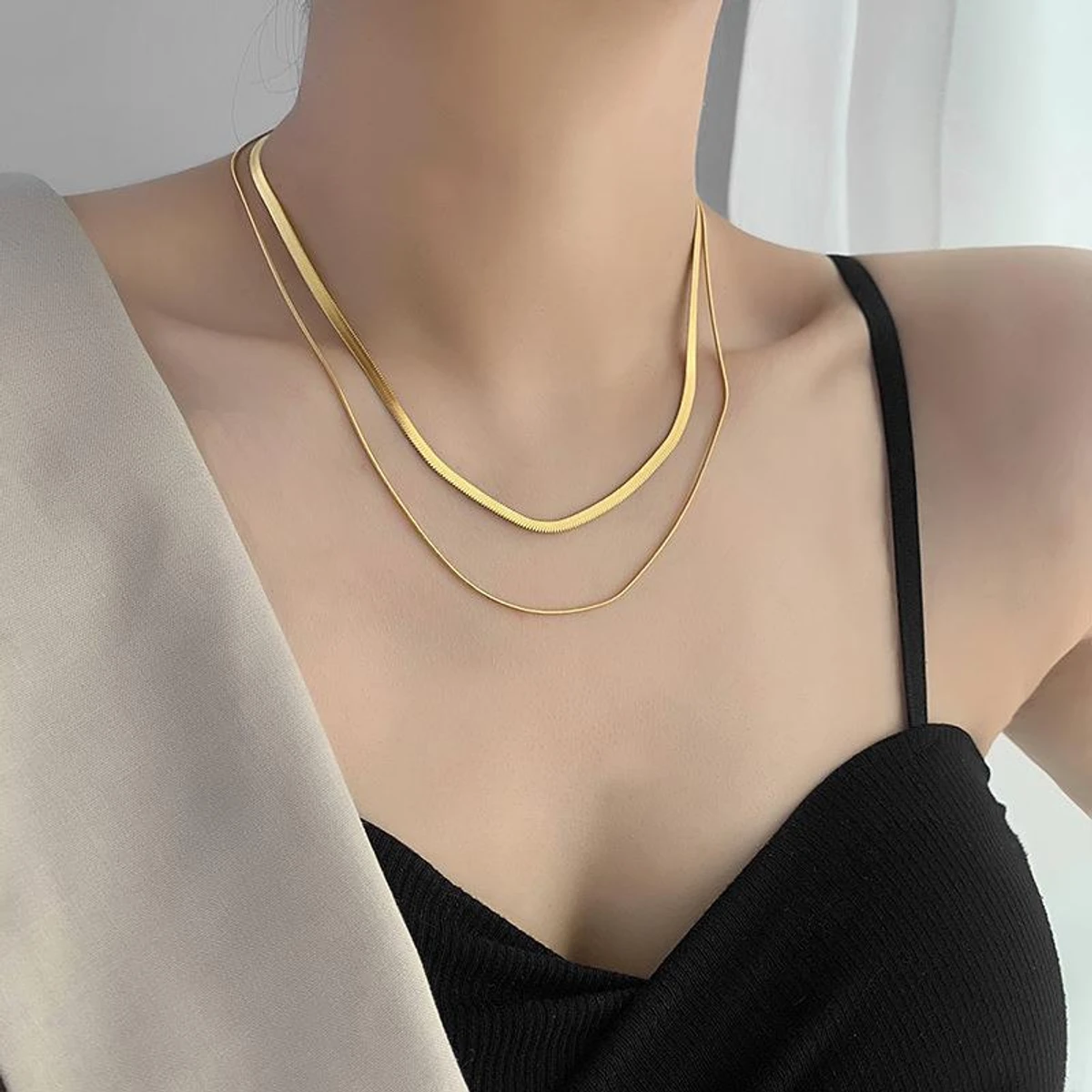 Luxury & Minimalist Flat Snake Chain Necklace