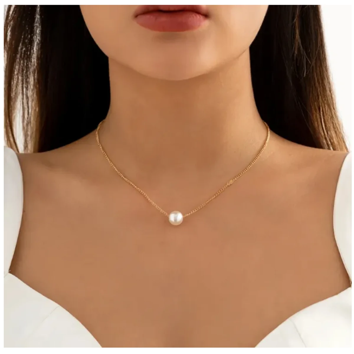 stylish Round Natural Pearl Pendant Necklace