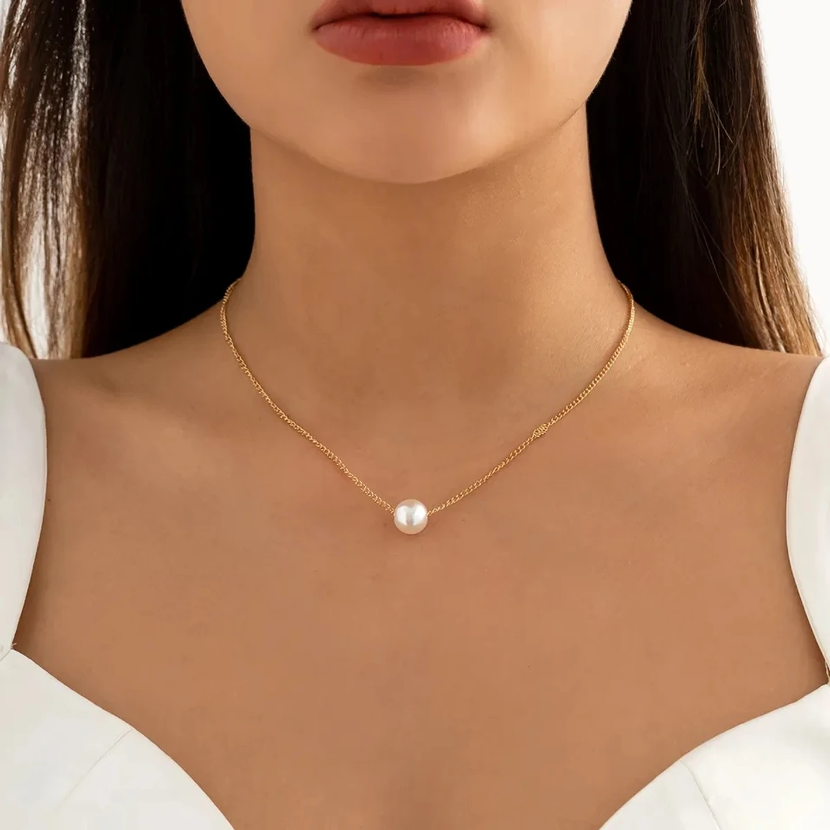 Gold Pearl Necklace Small Pearl Pendant Pearl Gift Single
