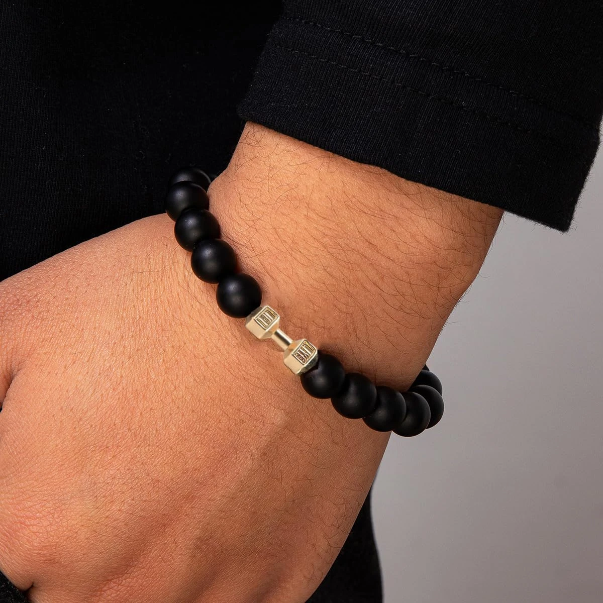 Lava Stone Stylish Dumbbell Bracelet For Men