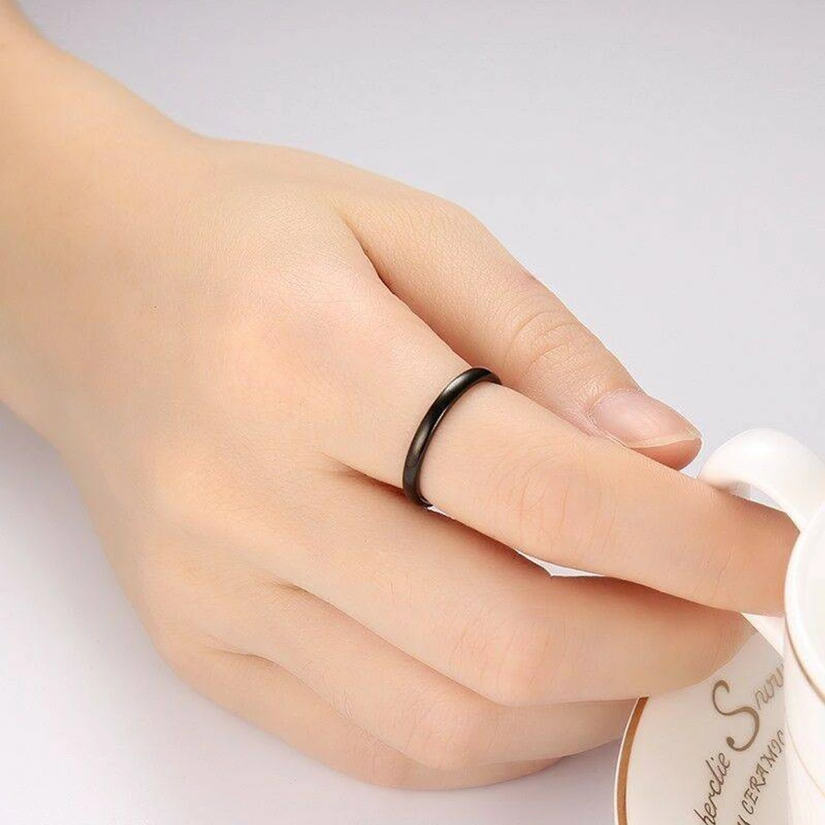 Stylish Men's And Women Round Jewelry Ring- Steel Finger Ring