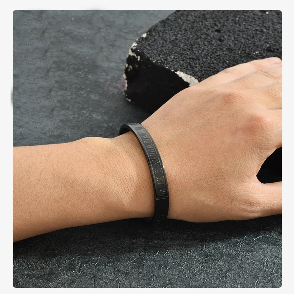 Black Roman Numeral Bracelet For Men