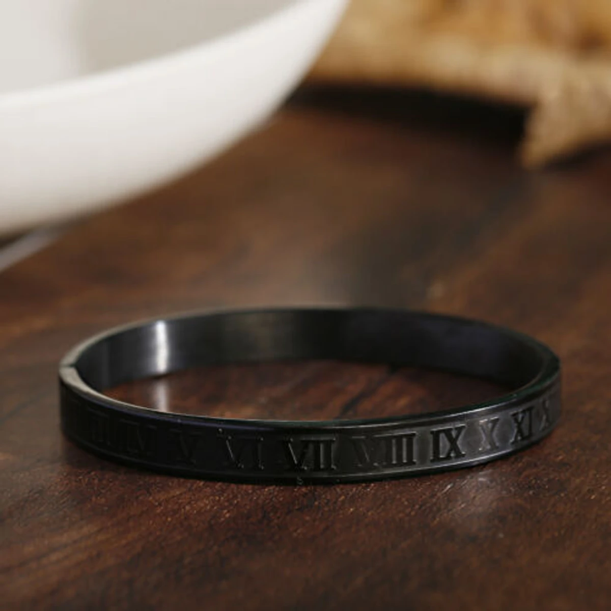 Black Roman Numeral Bracelet For Men