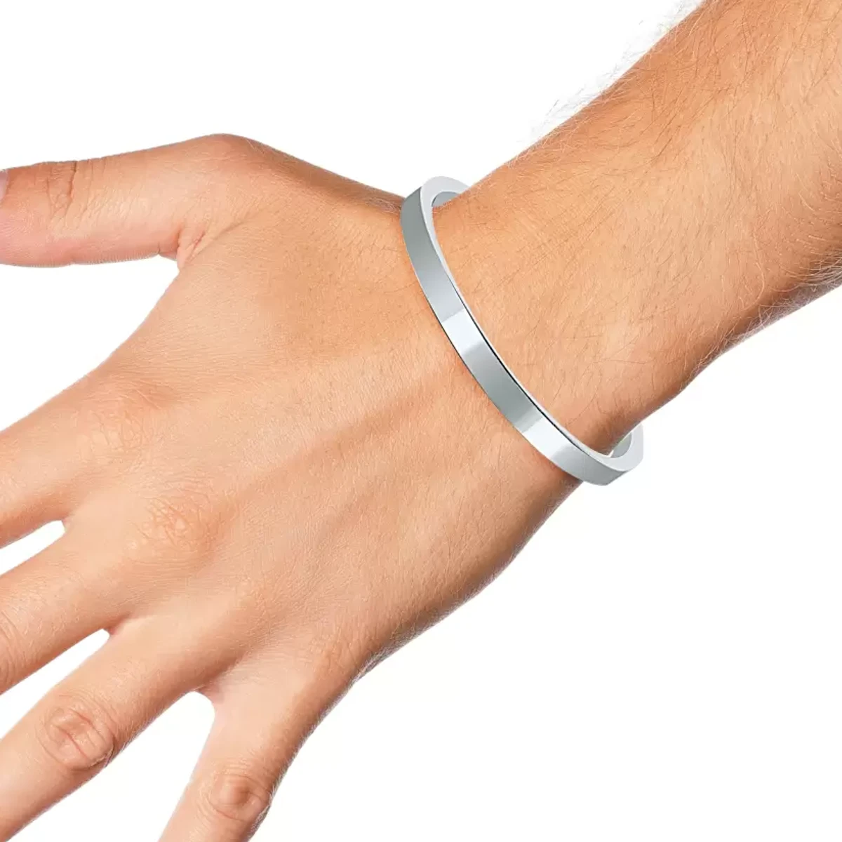 Stainless Steel Silver Round Bracelet For Men