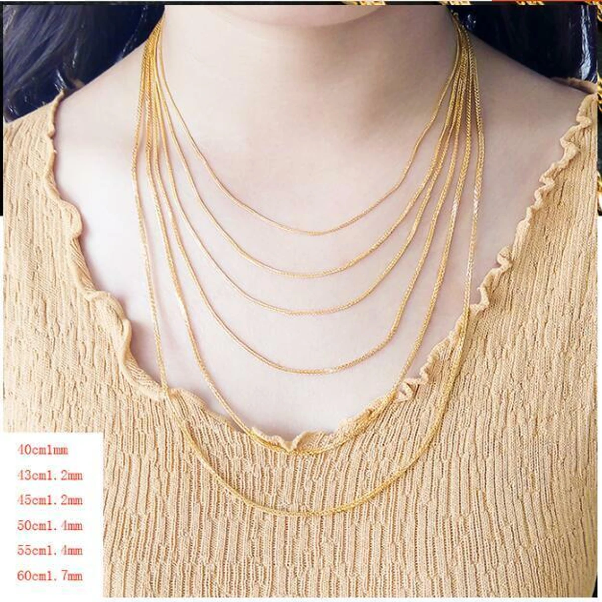 Fashion Woman 18k Gold Plated Stainless Steel Chain Necklace