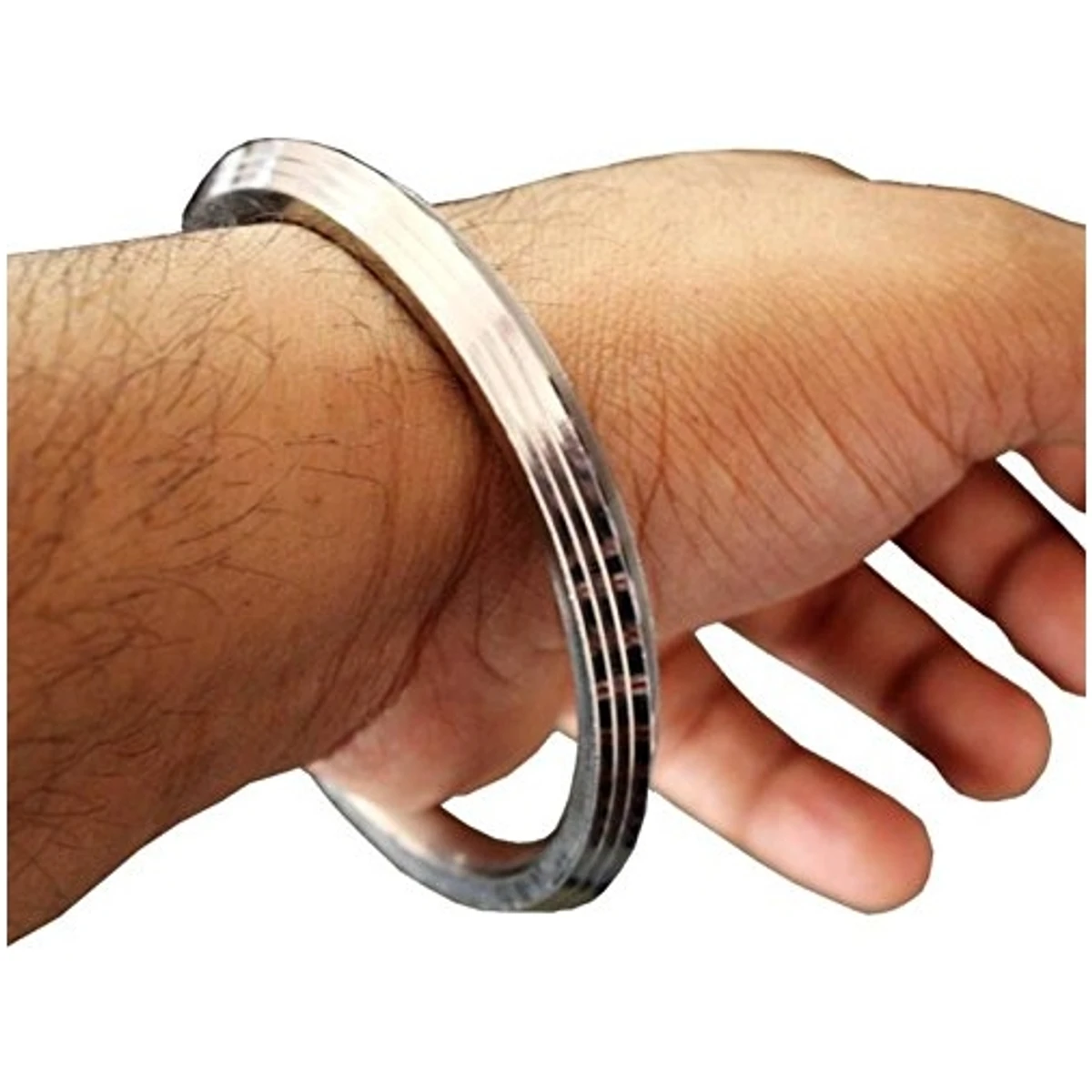 Stainless Steel Silver Panjab Bracelet For Men
