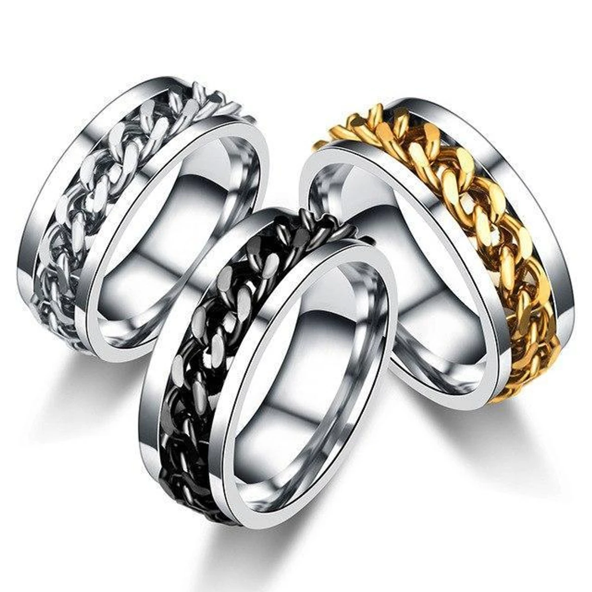 Stainless Steel Rings for Men Fashion Round Finger Ring