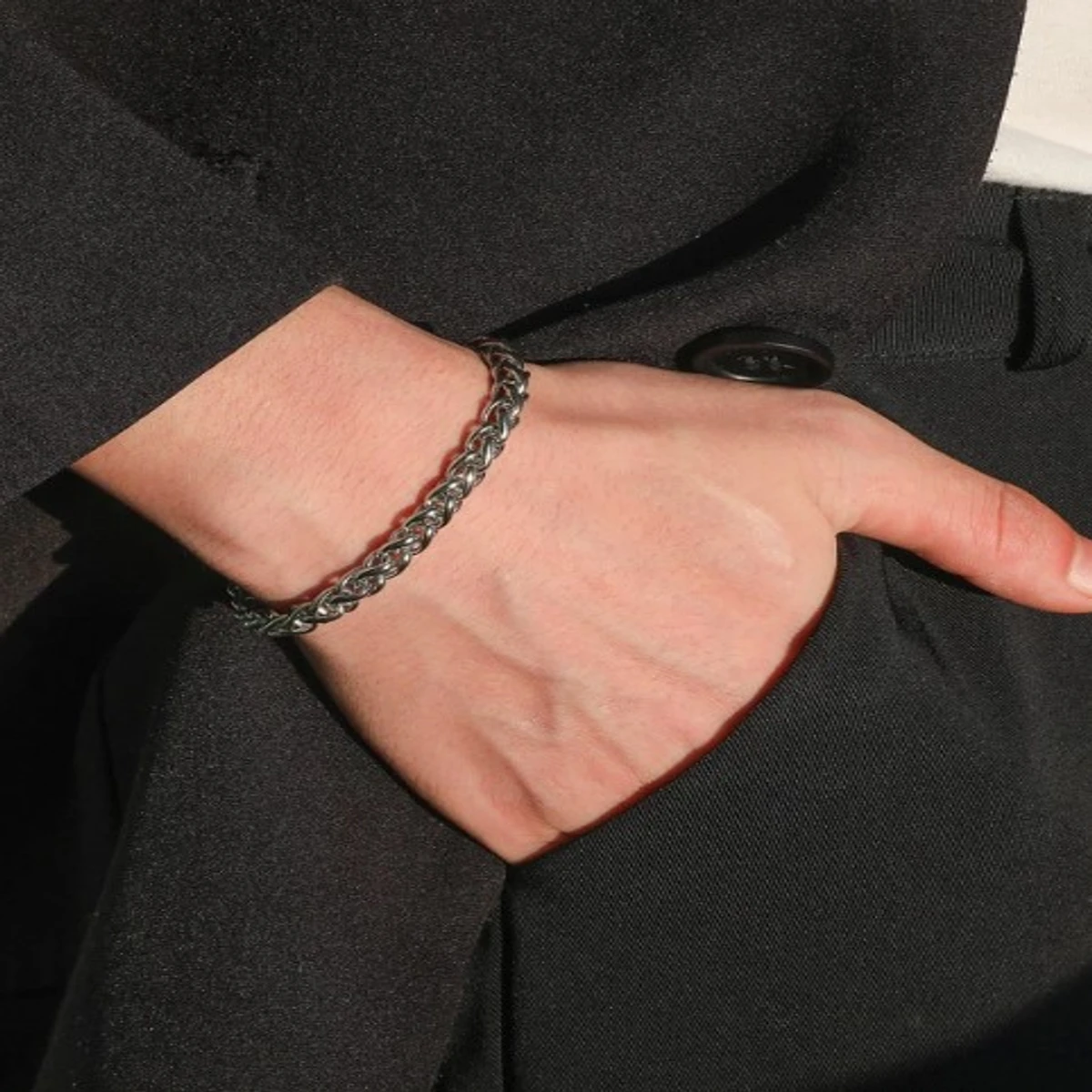 Men's Silver Flat Curb Chain Bracelet