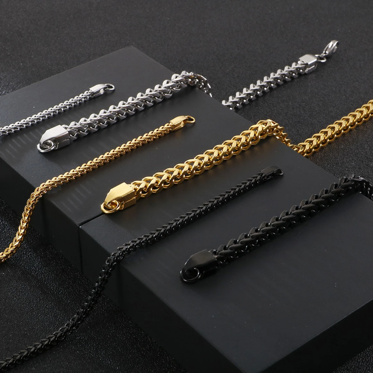 Men's Powerful Stainless Steel Square Snake Chain Bracelet For Men