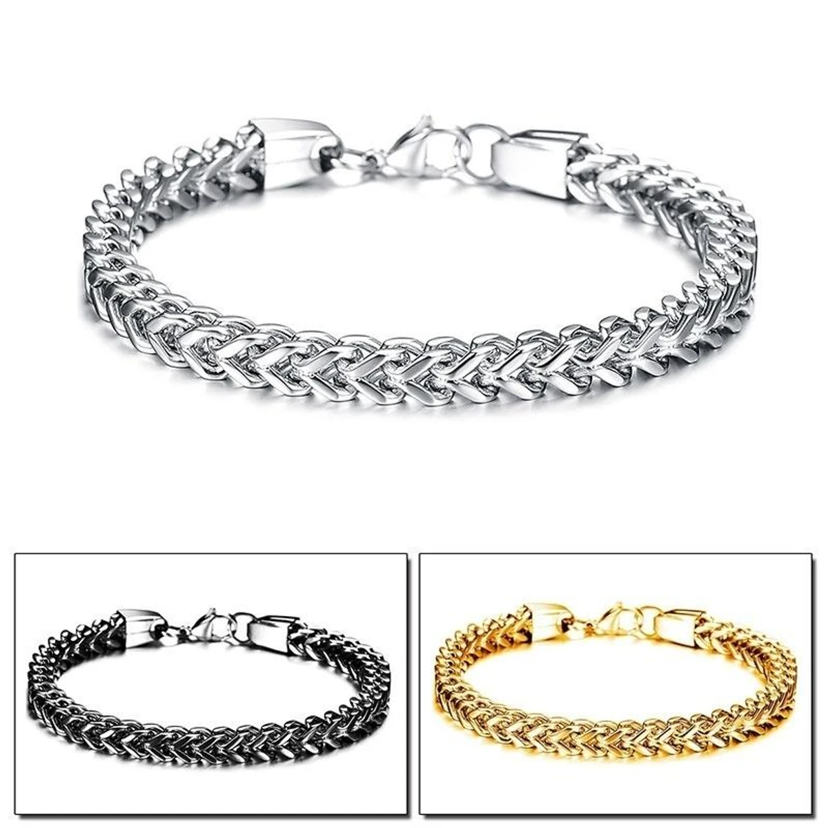 Men's Powerful Stainless Steel Square Snake Chain Bracelet For Men