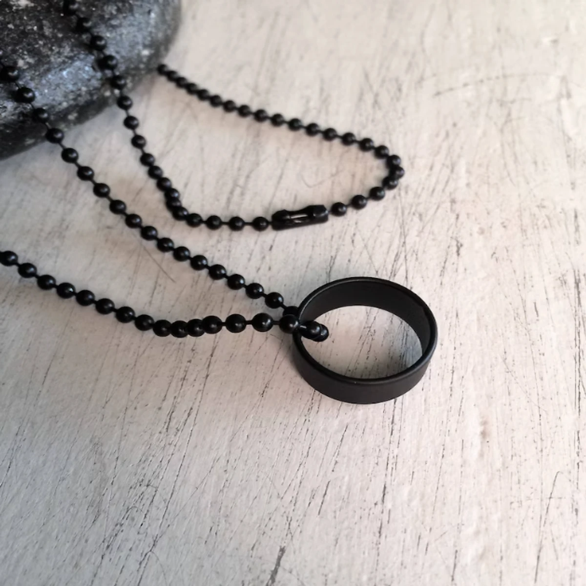 Black Fashionable Ball Chain/Finger RIng Locket For Men