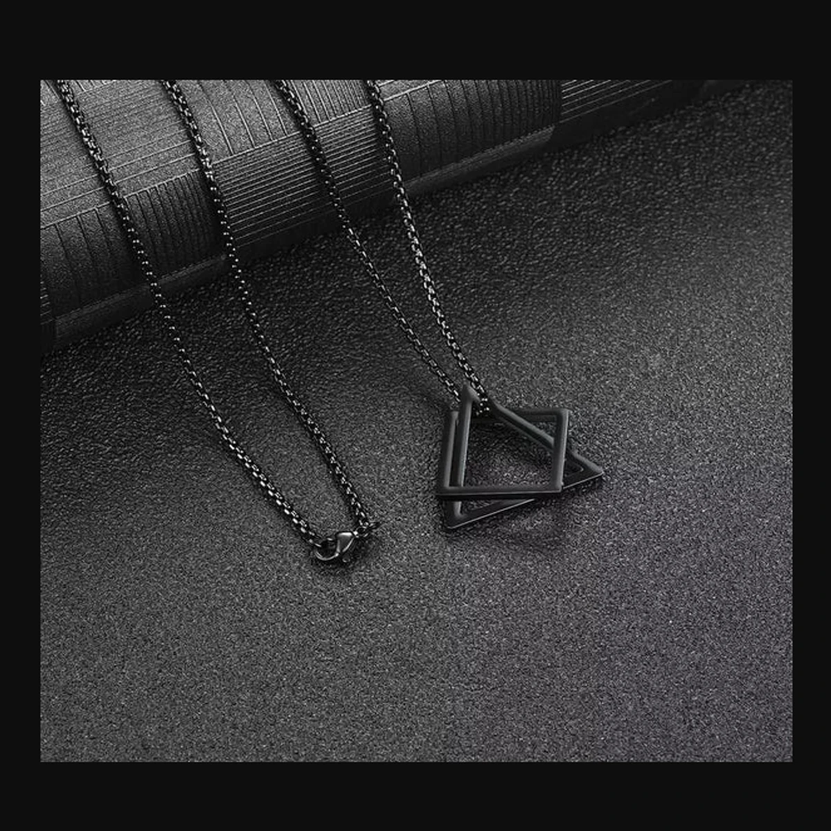 Square Triangle Male for Men Stainless Steel Modern Trendy Geometric Stacking Streetwear Necklace