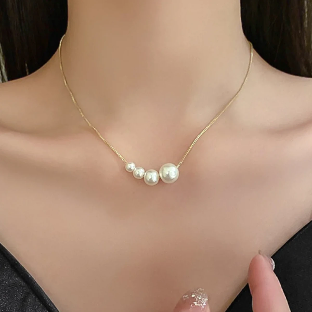Korean Girls Ins Pearl Necklace Pendant Clavicle Chain