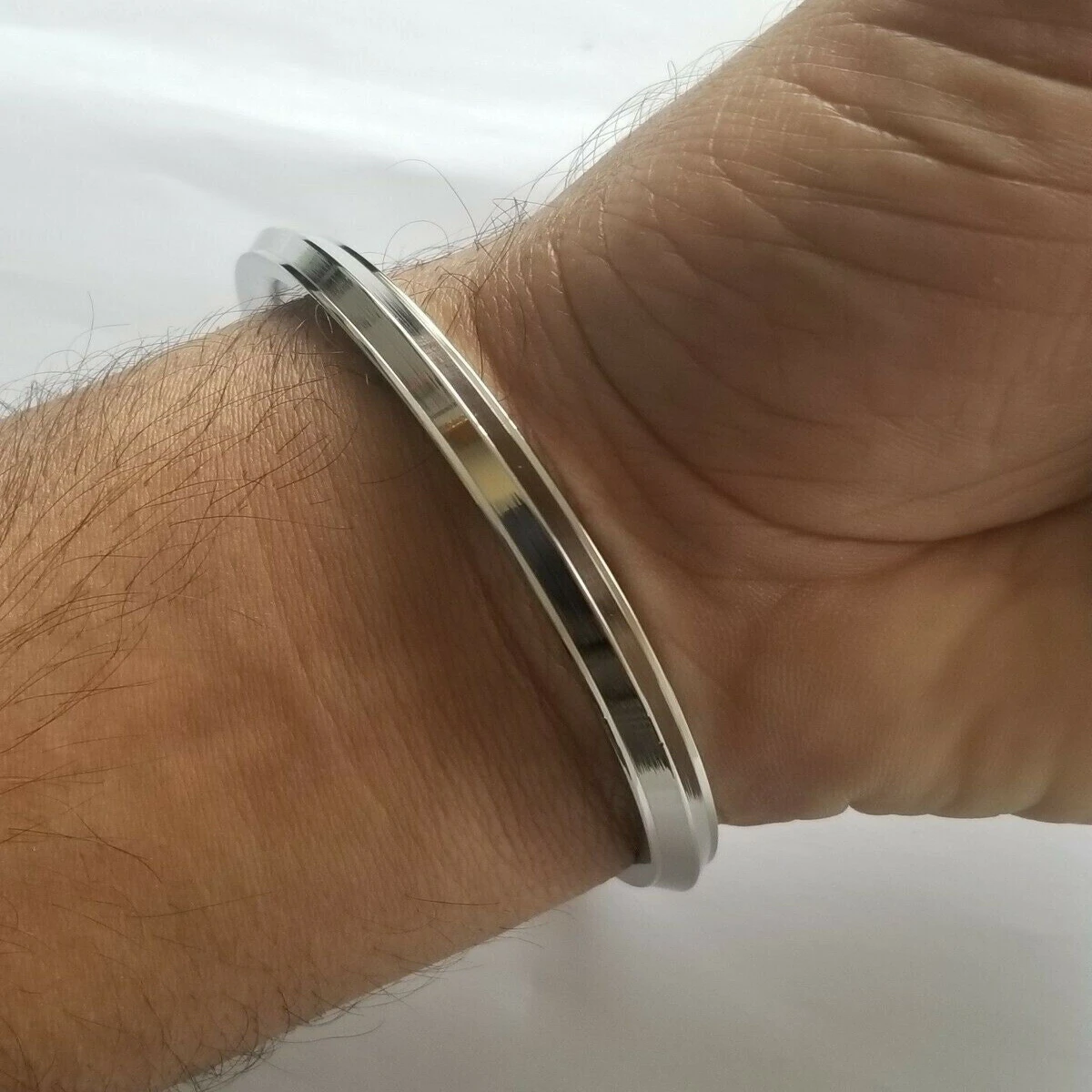 Stainless Steel Panjab Round Silver Bracelet For Men
