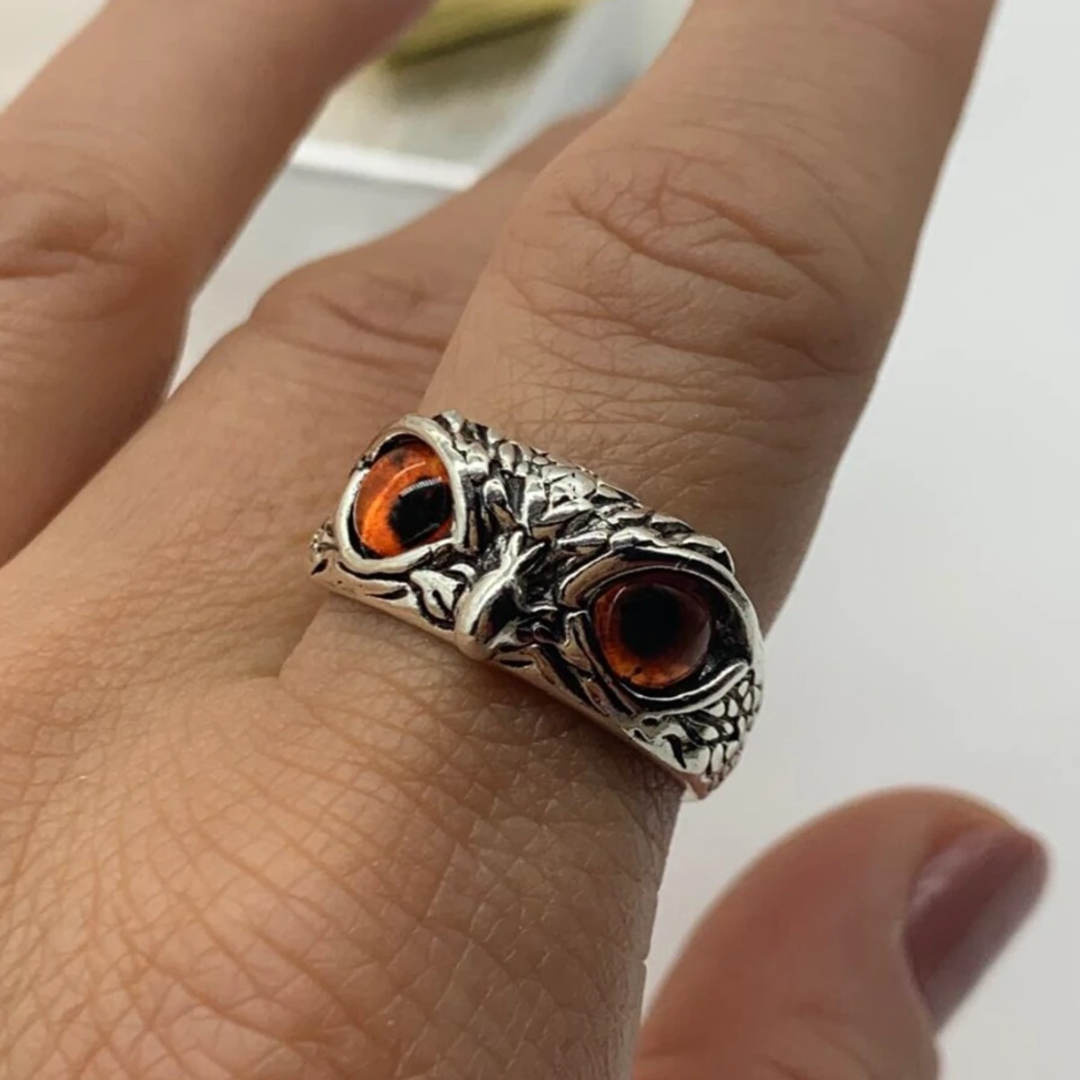 Owl Face Design Adjustable Unisex Fashion Finger Ring