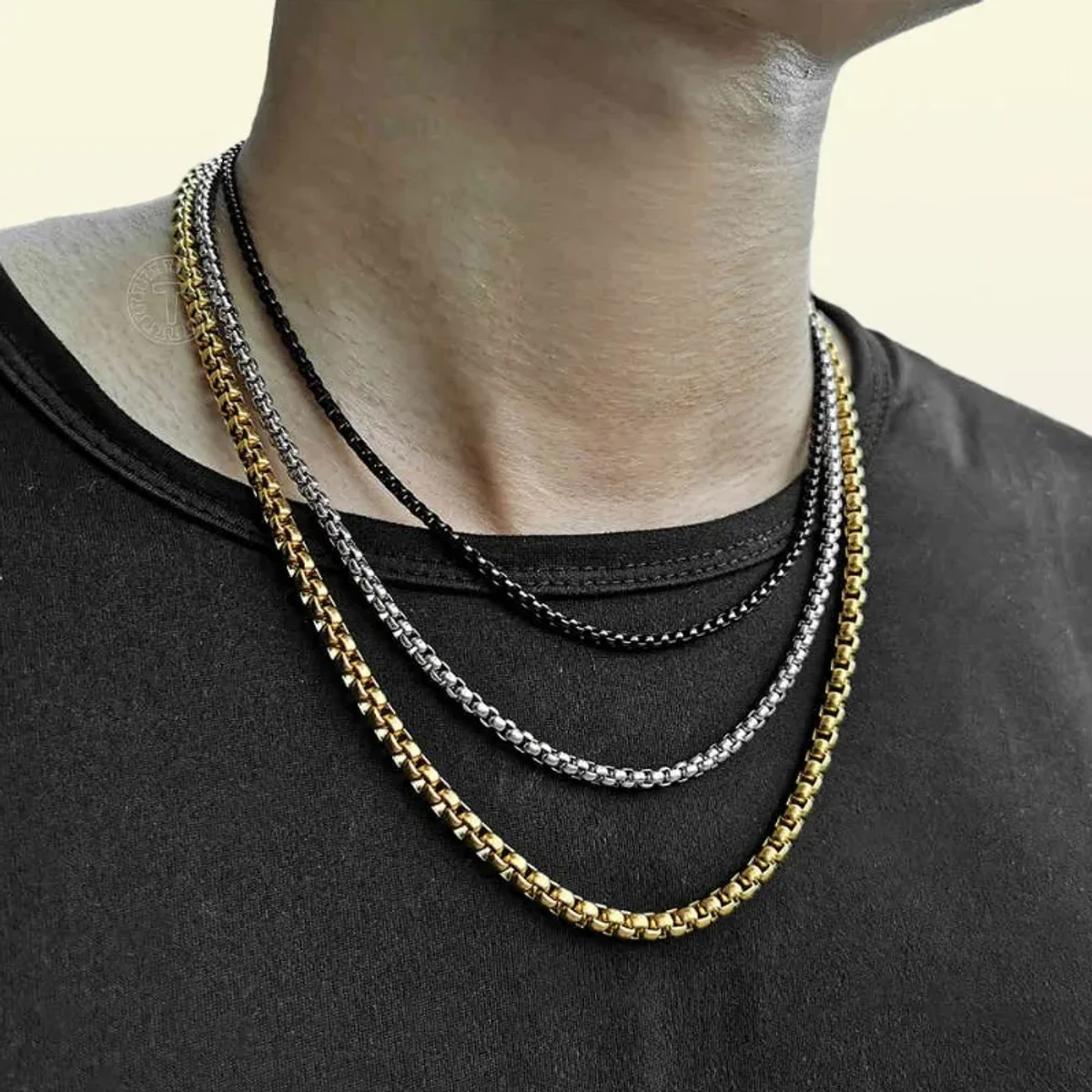 Men Stainless Steel New Round Rofe Chain Necklaces