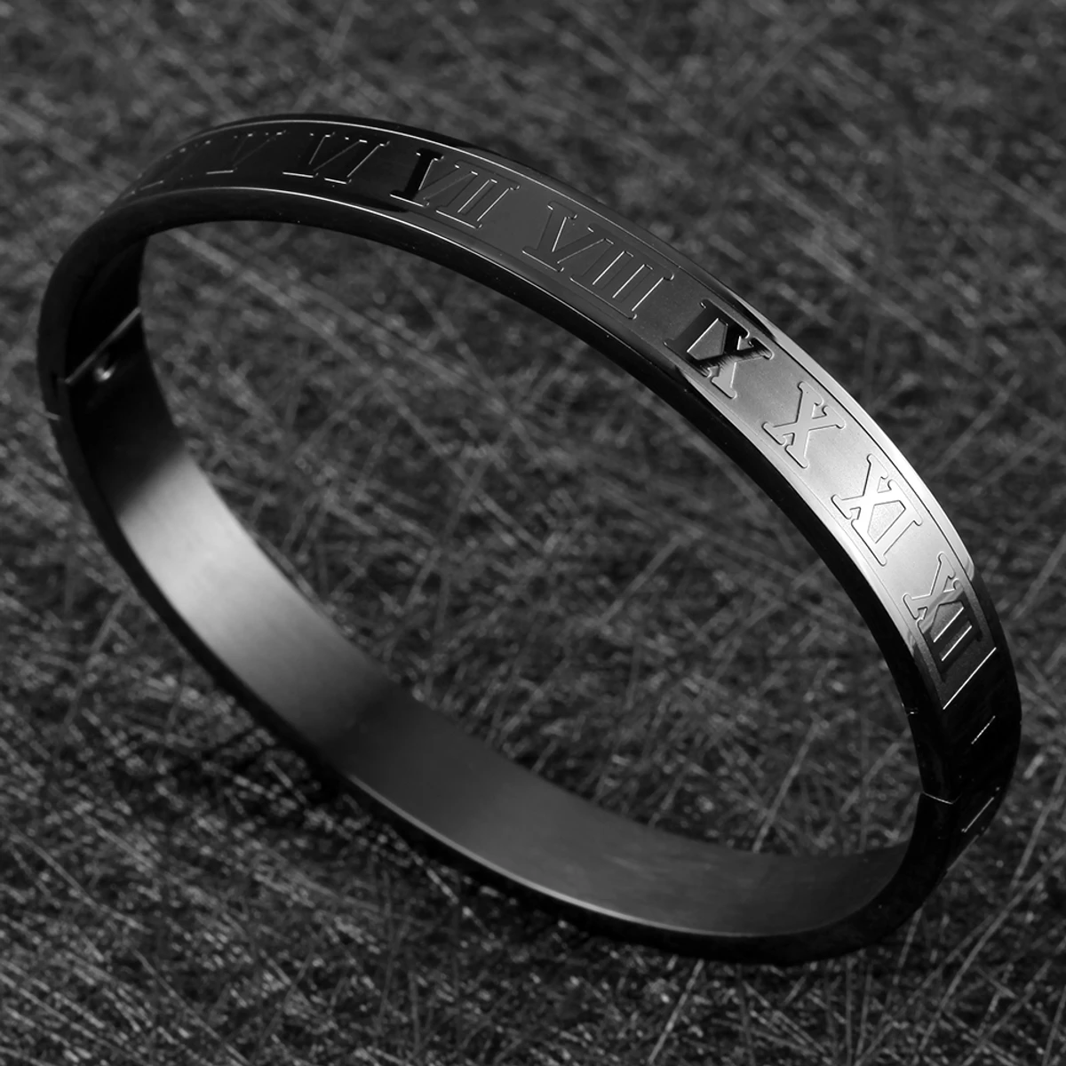 Stainless Steel Roman Numeral Cuff Bangles Bracelets for Men