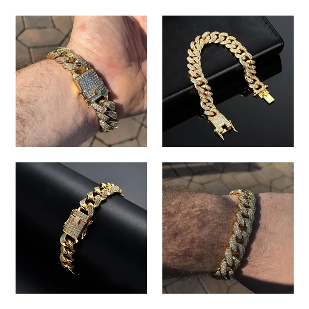 New Golden Stone Crystal Bracelet Set For Men - Bracelet For Men