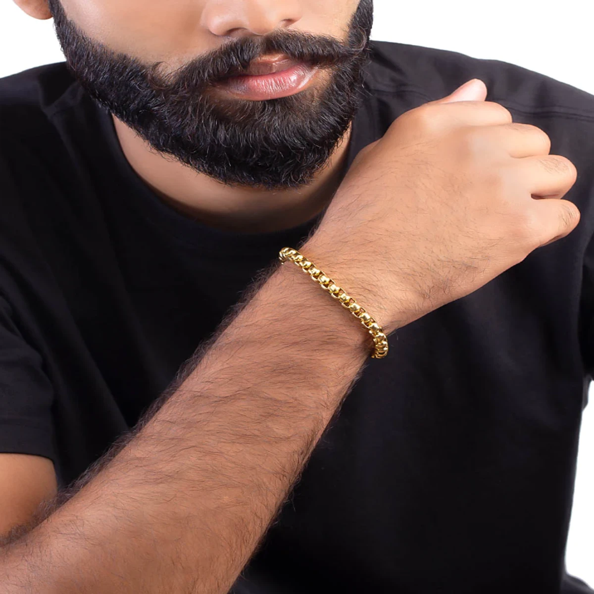 Golden New Stylish Box Chain Bracelet For Men