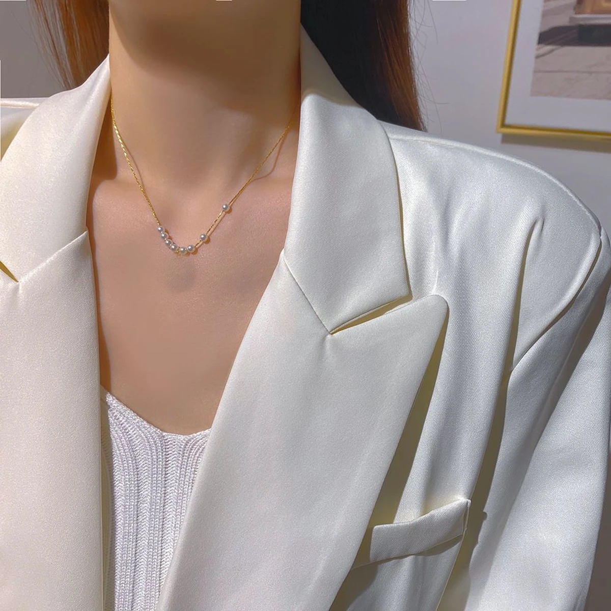 Korean stylish Girls Pearls Necklace For Woman - Image 3