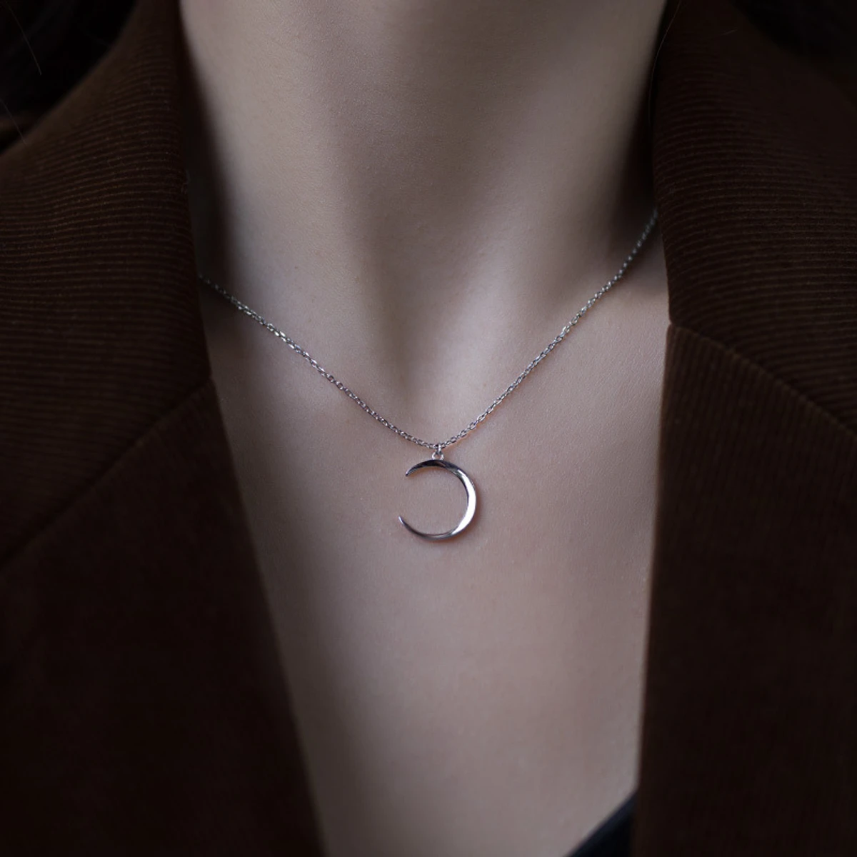 Simple Moon Stylish Steel Necklace for Women