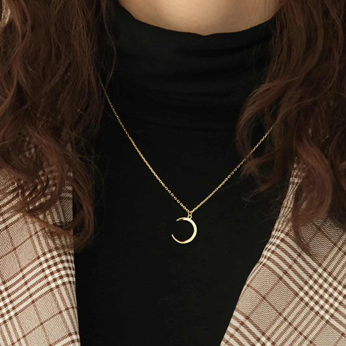 Simple Moon Stylish Steel Necklace for Women