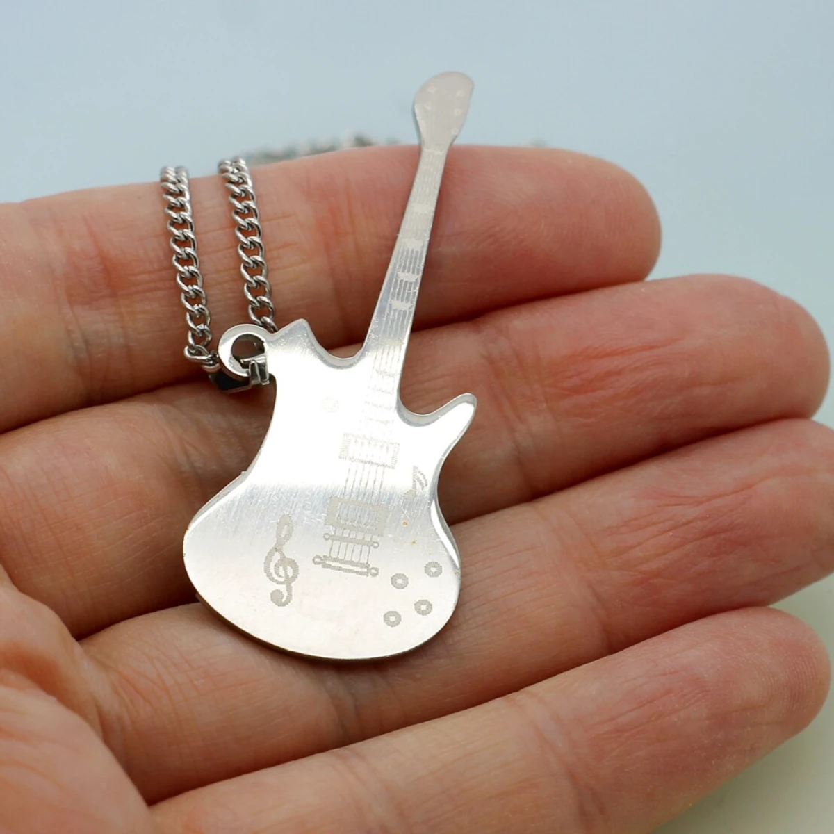 Stainless Steel Guitar Music Locket For Men Jewelry Gift