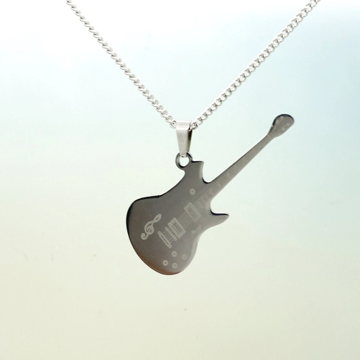 Stainless Steel Guitar Music Locket For Men Jewelry Gift