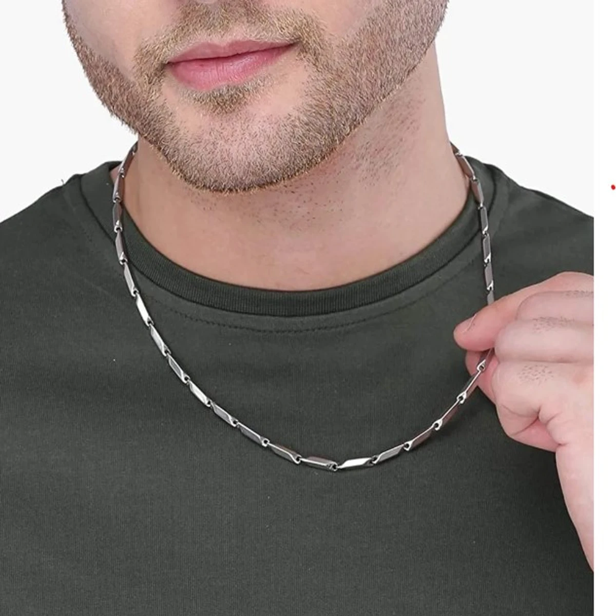 Classic Style Stainless Steel Black Rice Chain Necklace for Men