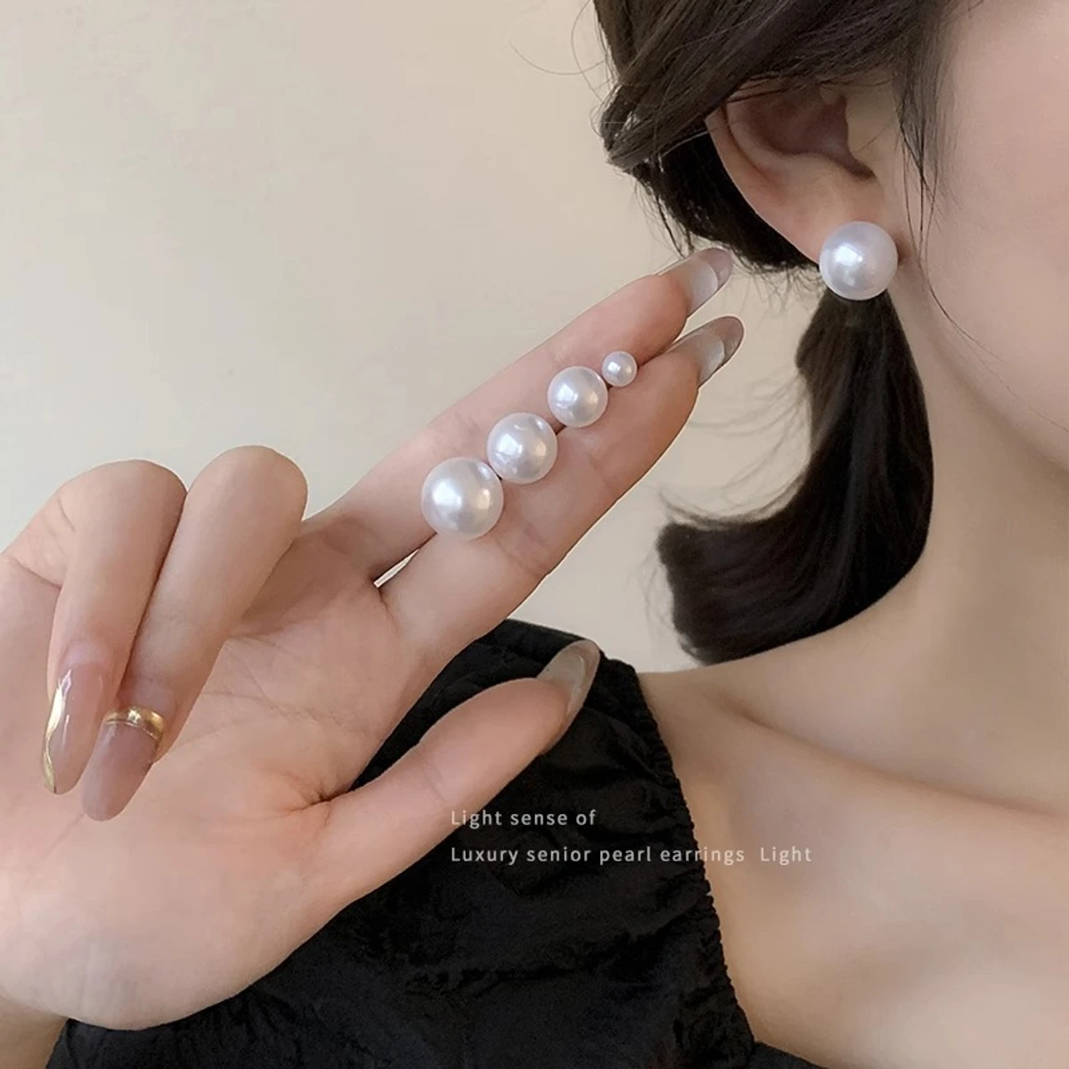 Personality Retro Fashion Pearl Hoop Earrings-Girls Statement Drop Earrings- 1Pair