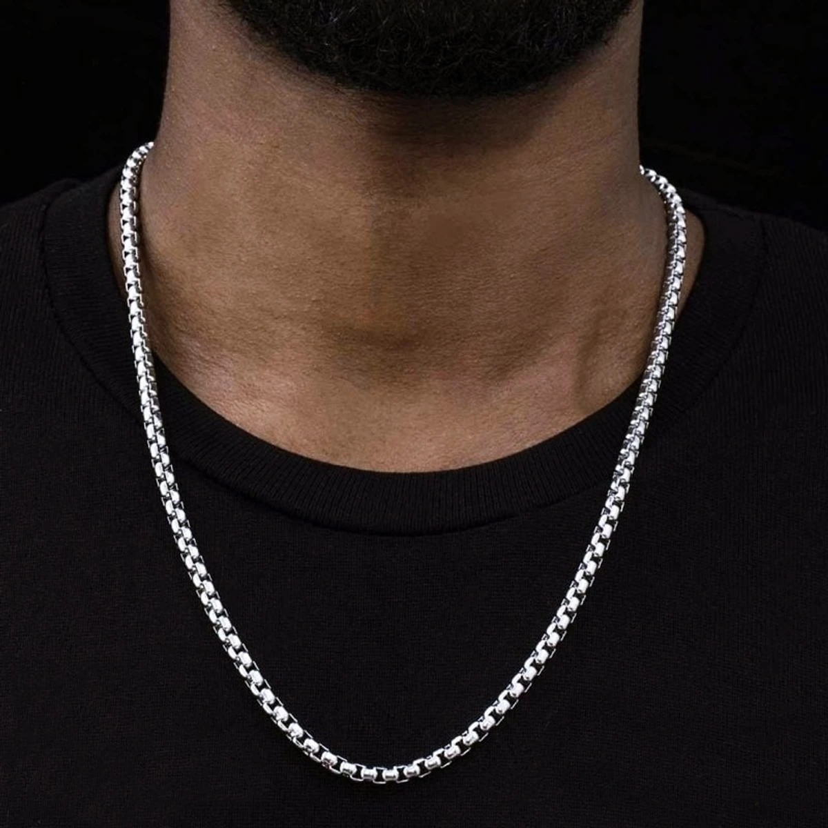 Tone Rolo Box Chain Stainless Steel Necklace For Men