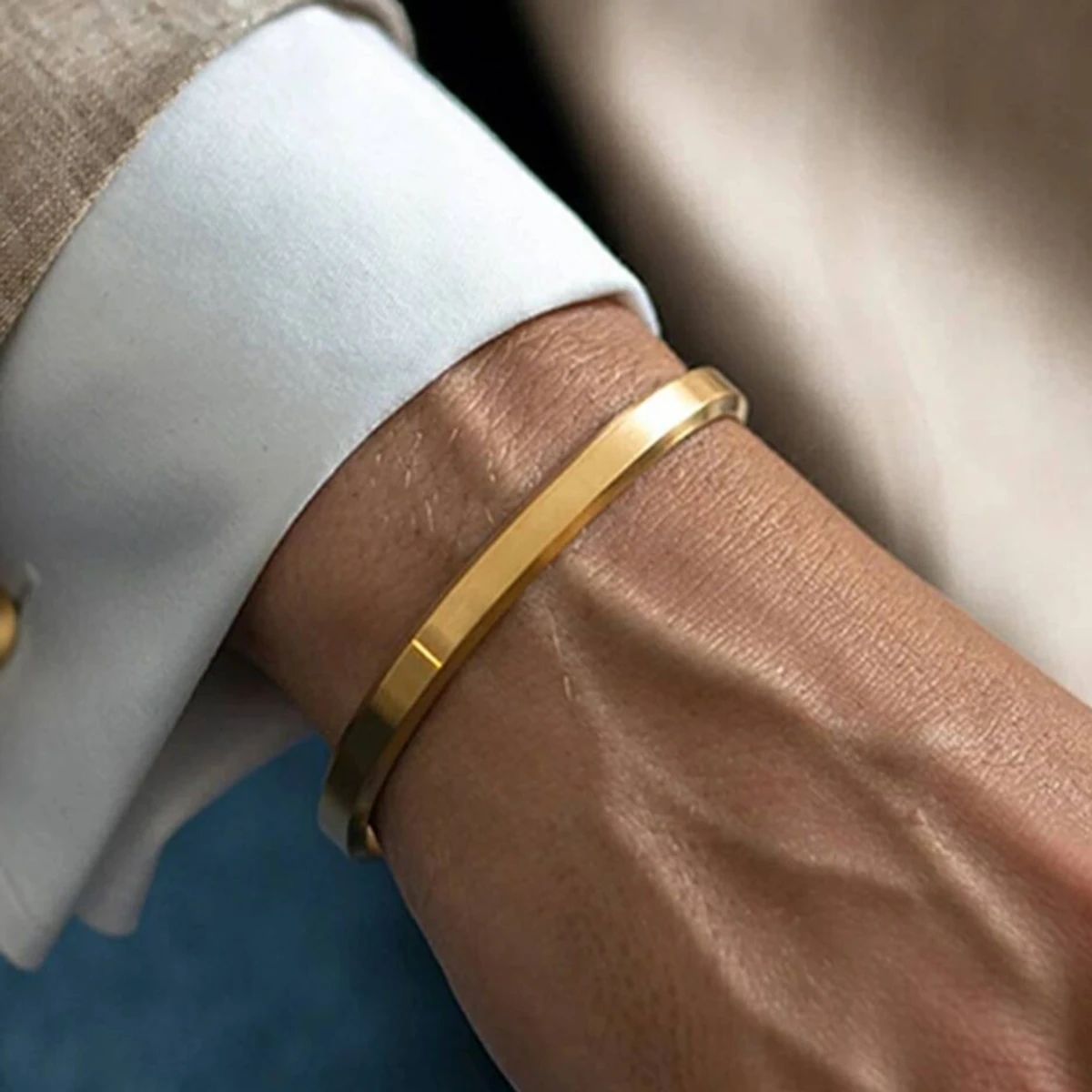 Golden Fashion Cuff Bracelet For Men & Women