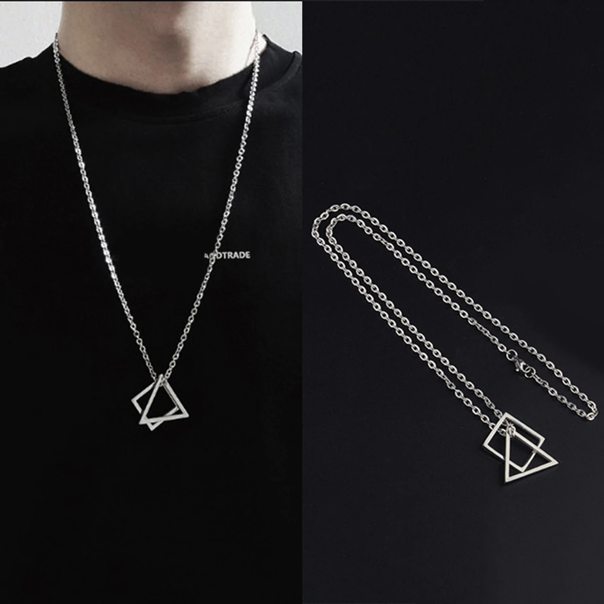 Square Triangle Pendant Necklace Men's Charm Rock Party Jewelry