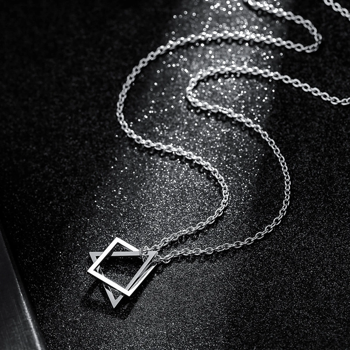 Square Triangle Pendant Necklace Men's Charm Rock Party Jewelry