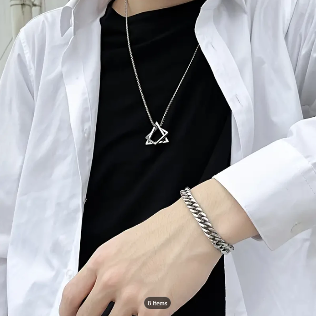 Square Triangle Pendant Necklace Men's Charm Rock Party Jewelry