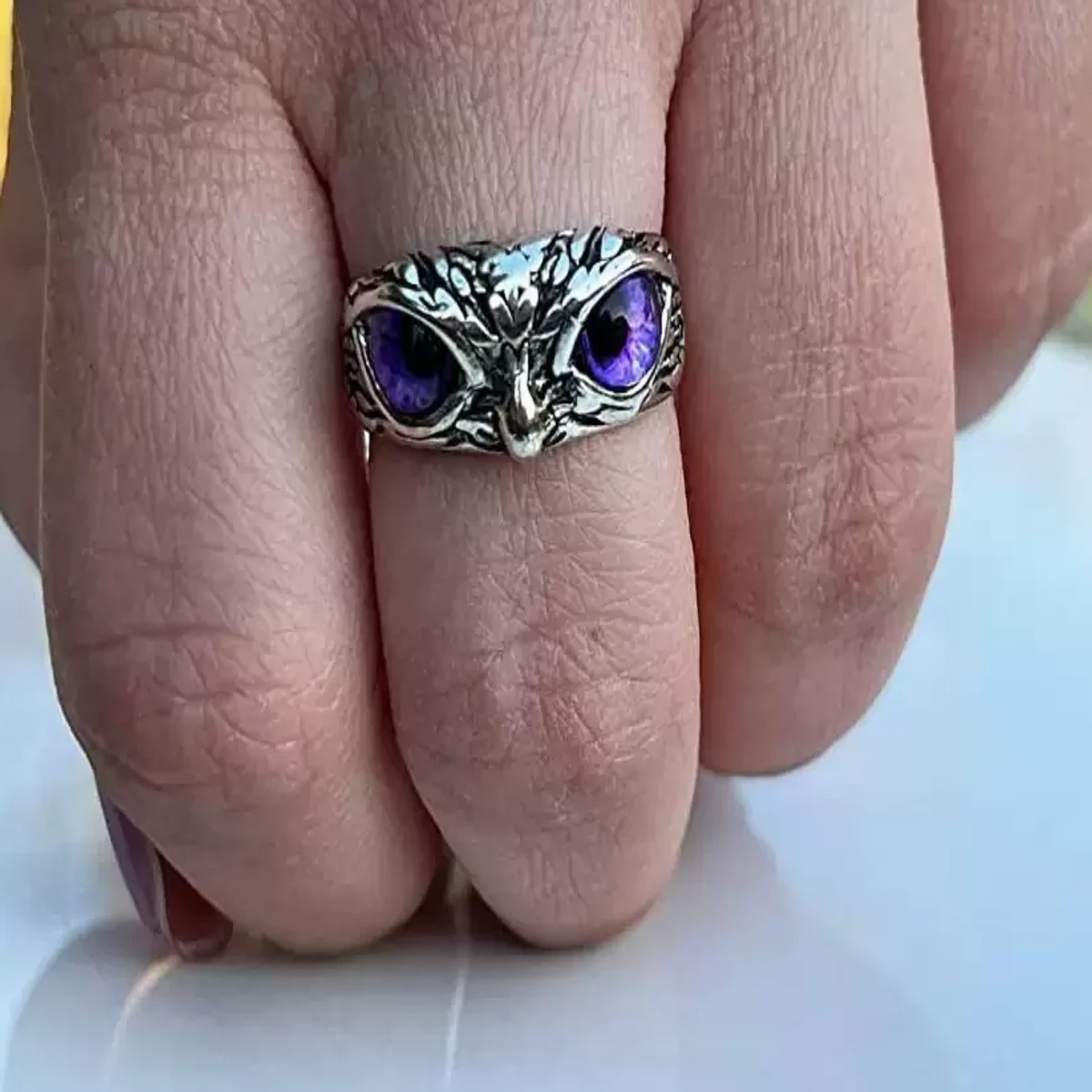 Eyes Owl/Ullu Bird Face Design Thumb Finger Ring Alloy Silver Plated Ring