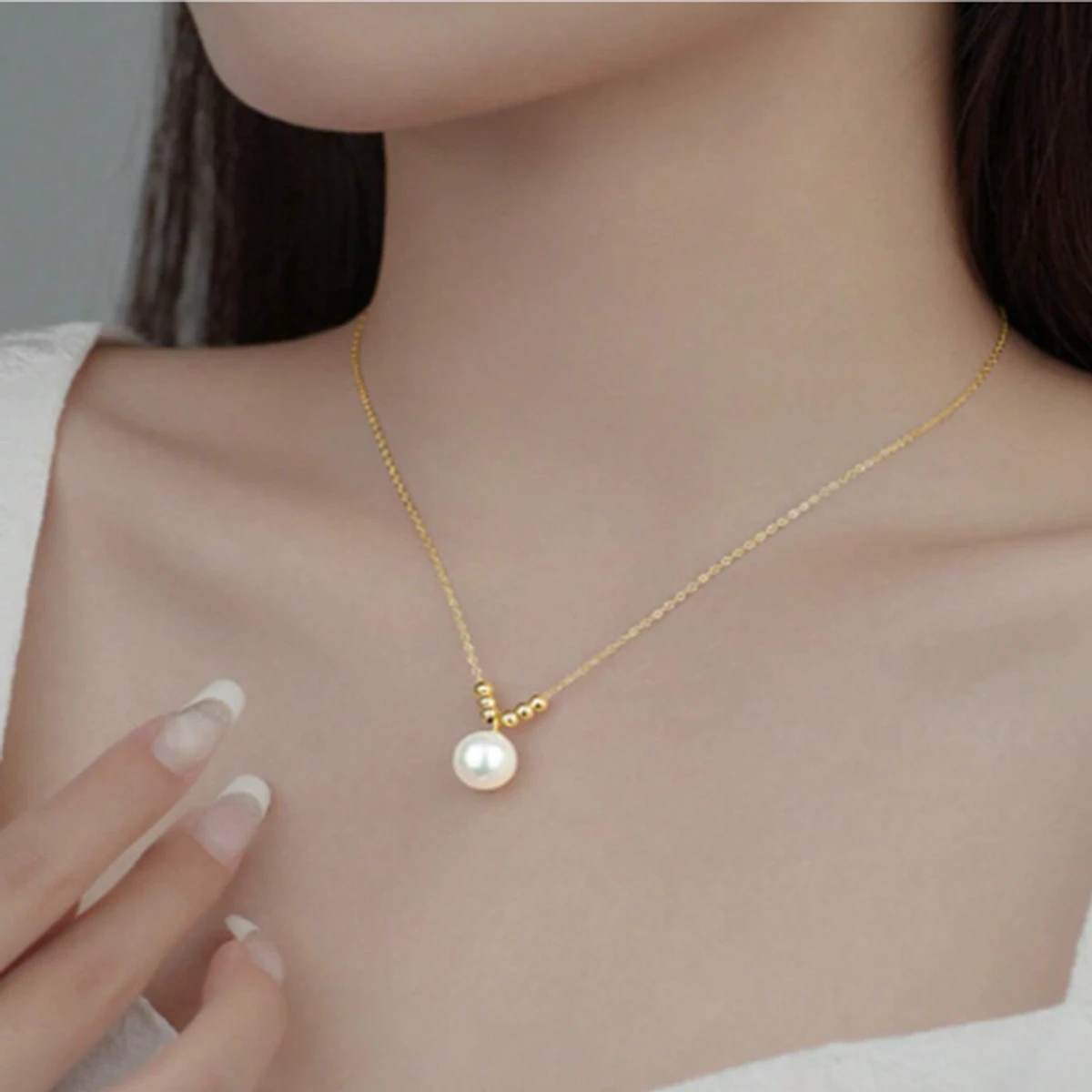 Korean Girls Ins Pearl Necklace Pendant Clavicle Chain