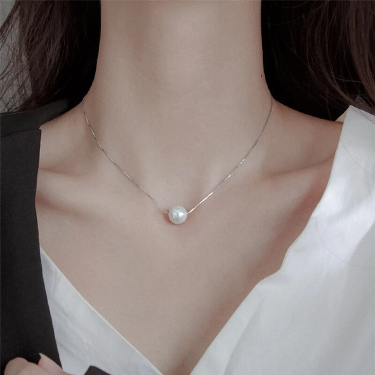 Korean elegant stylish pearl necklace