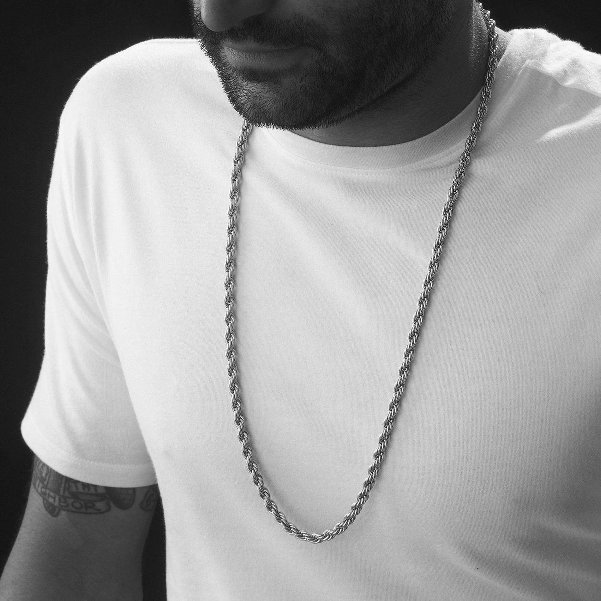 Rounded Rofe Chain Stainless Steel Necklace For Men