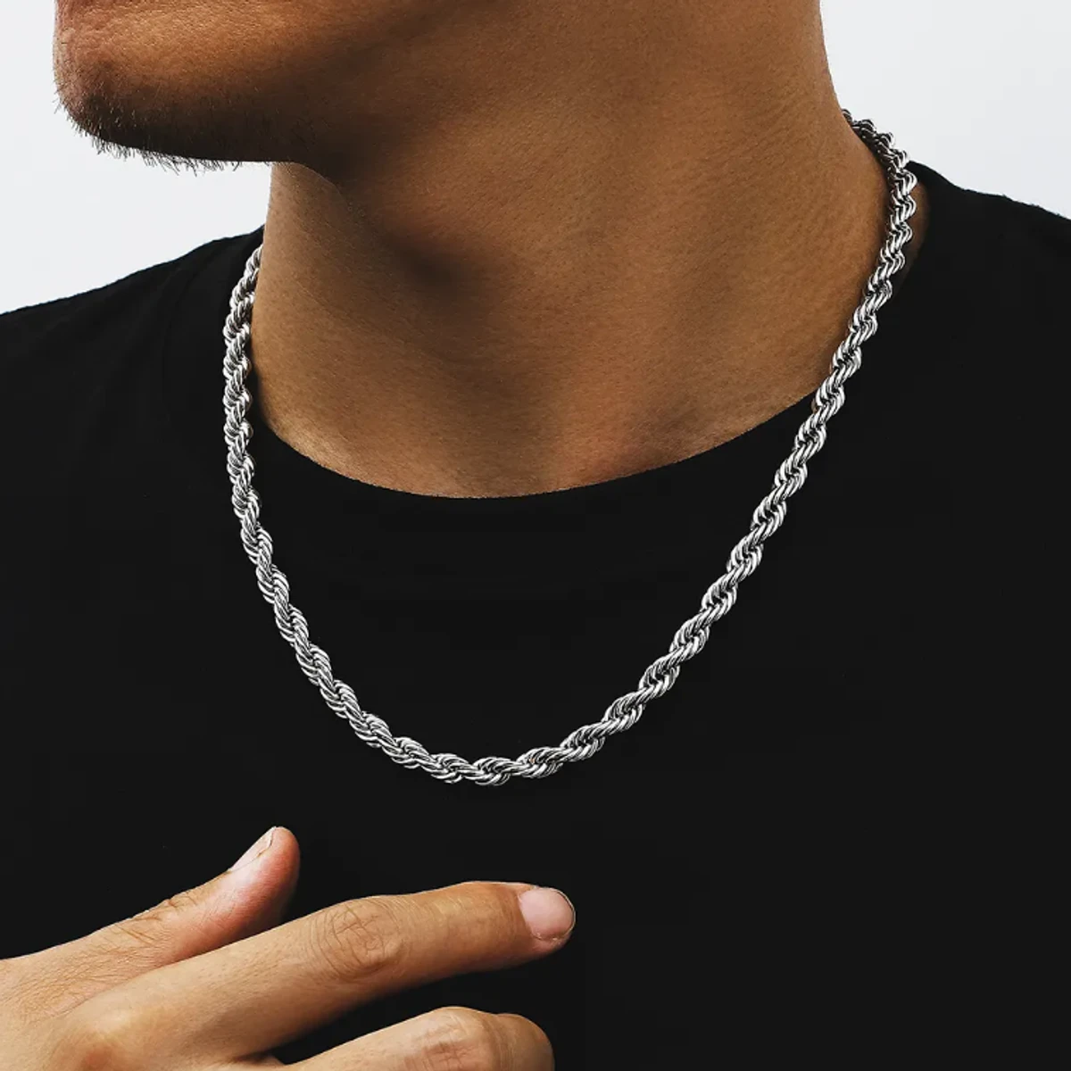 Rounded Rofe Chain Stainless Steel Necklace For Men