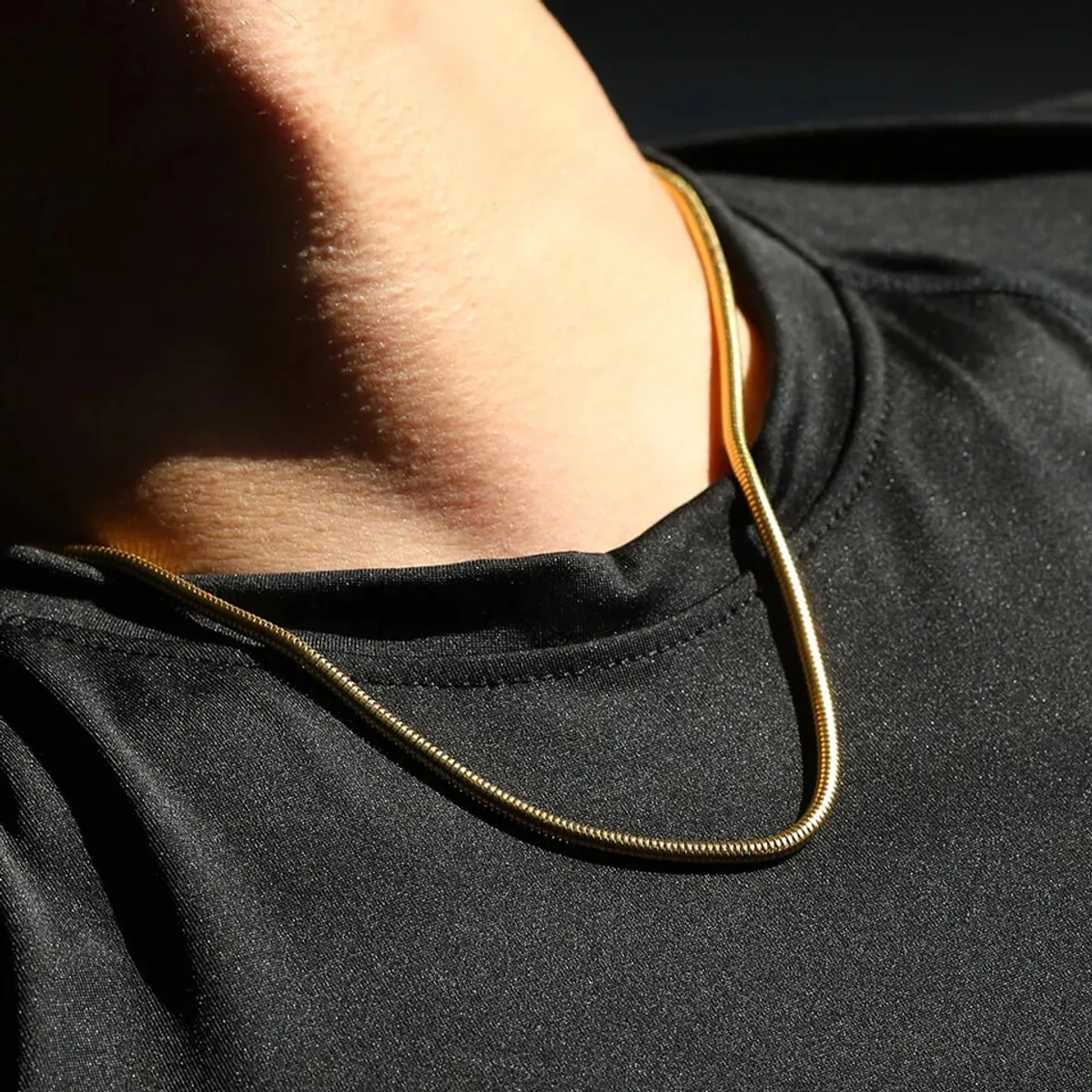 Flat Plated Stainless Steel Snake Chain Necklace For Women
