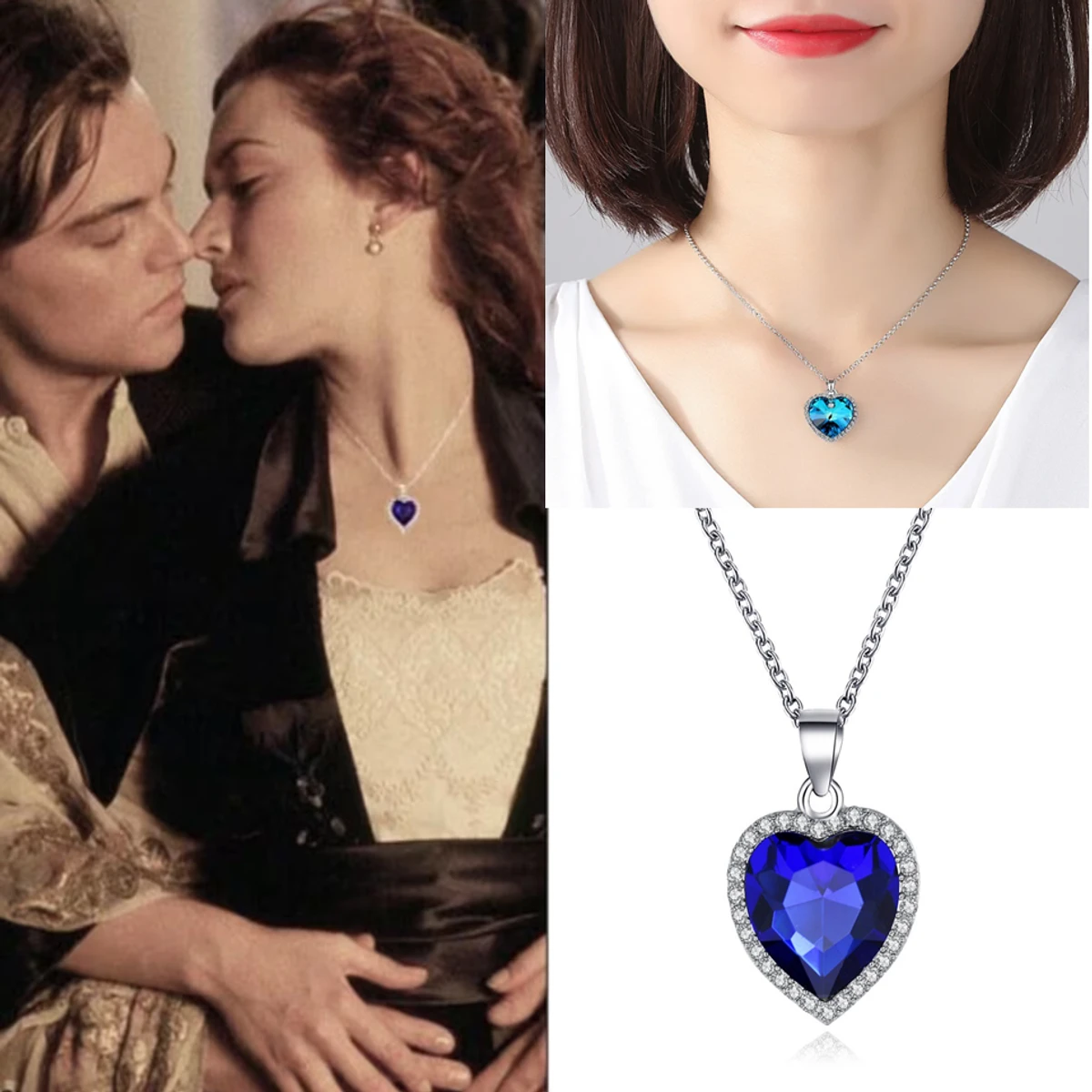 Heart Shaped Titanic Locket & Adjustable Titanic Heart of Ocean Necklaces