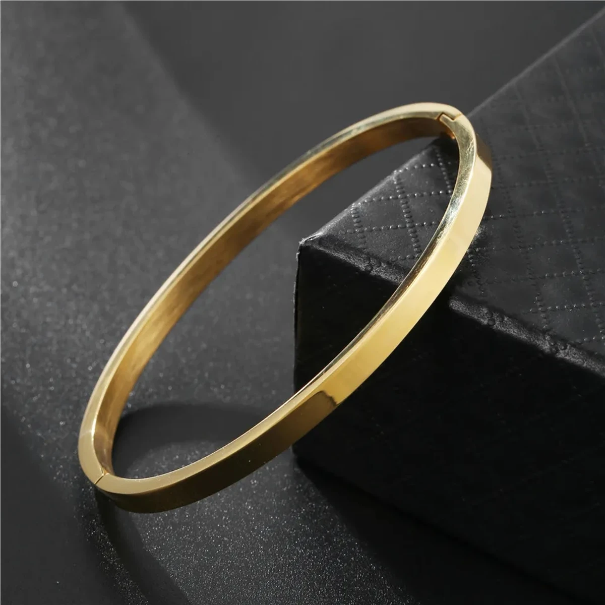 Men Stainless Steel Golden Free Size Bangle Bracelet For Men