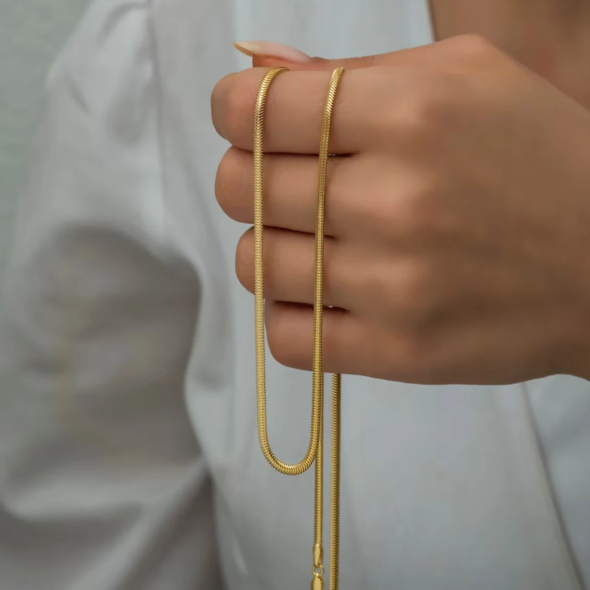 Luxury & Minimalist Flat Snake Chain Necklace