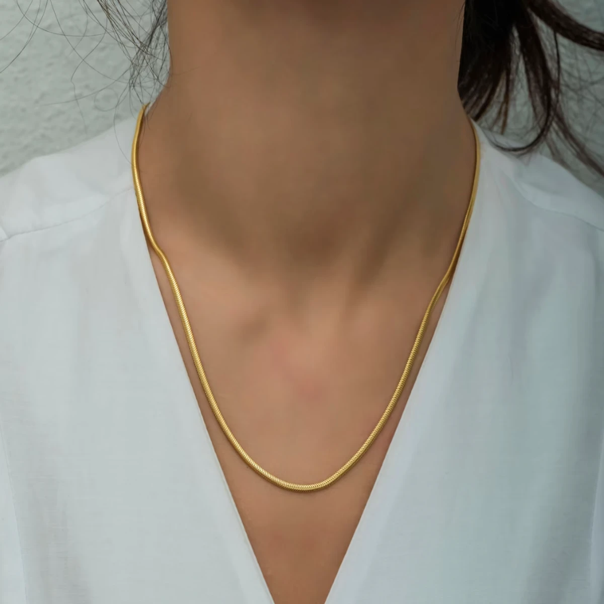 Luxury & Minimalist Flat Snake Chain Necklace - Image 3