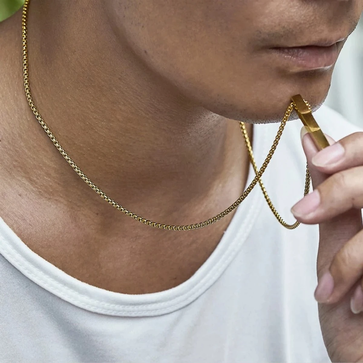 Golden Twisted Vertical Bar Locket for Men