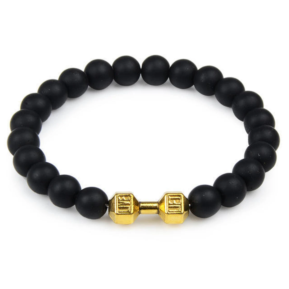 Black Stone Dumbbell Bracelet Men - Bracelet For Men