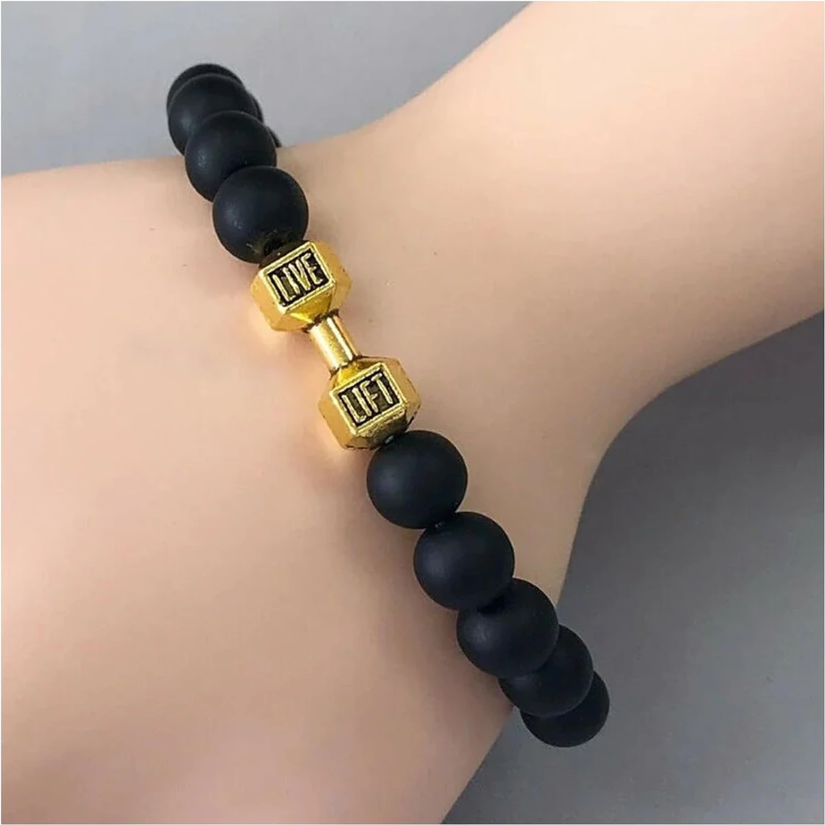 Black Stone Dumbbell Bracelet Men - Bracelet For Men