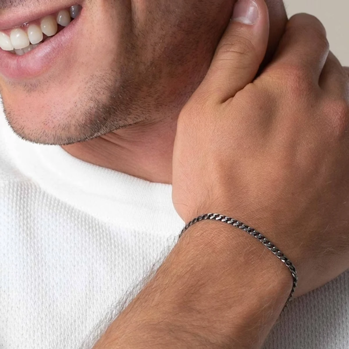 Men's Silver Flat Curb Chain Bracelet